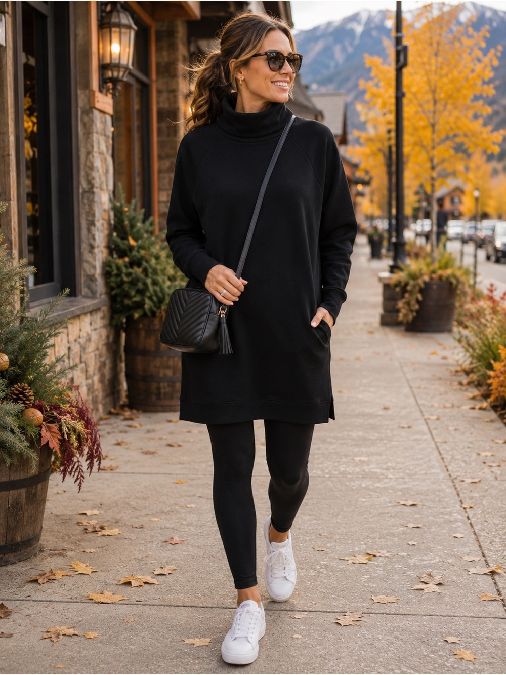 Joe Fresh Active Turtleneck Tunic Women’s Medium Black Long Sweatshirt